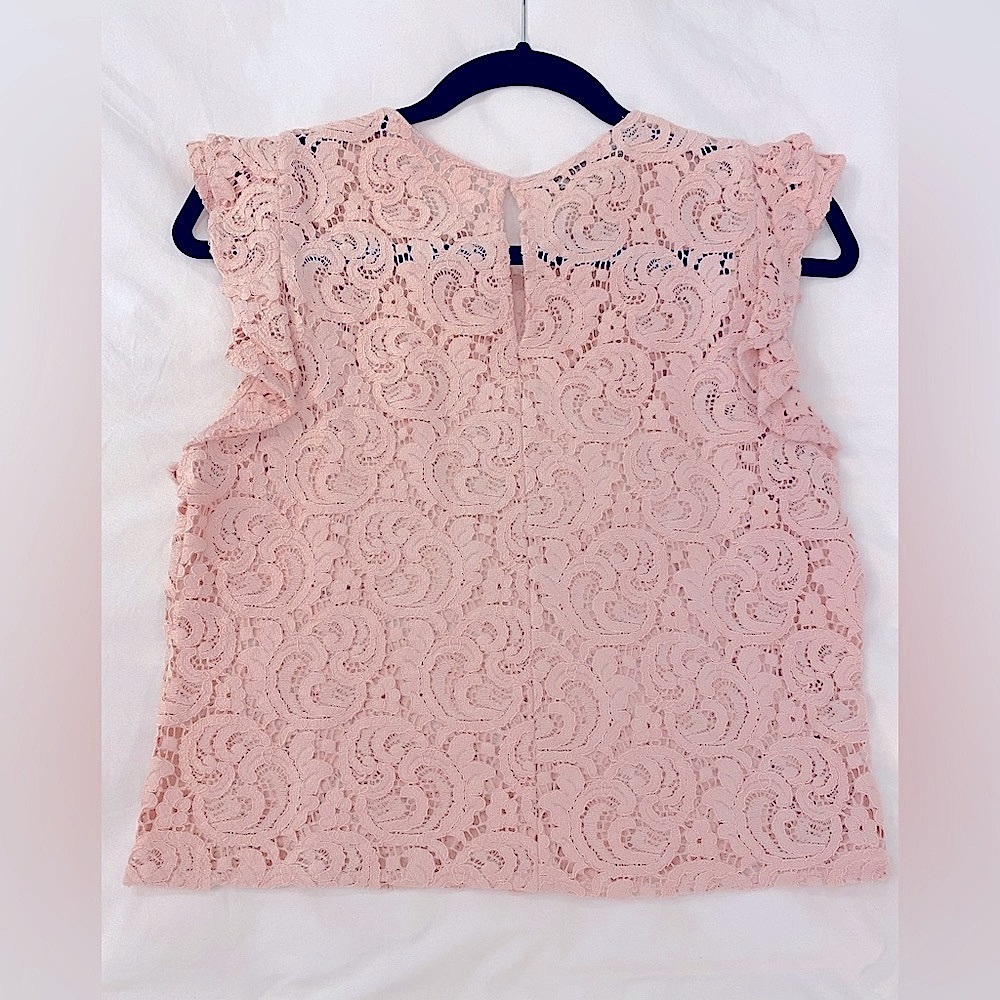 Zara Guipure ruffled pink lace lace crop top - Picture 4 of 7